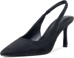 GENSHUO Women's Slingback Heels Closed Pointed Toe Dress Pumps Shoes Slip On 4 Inch High Stiletto Comfortable Sexy Wedding Work Casual Prom Party