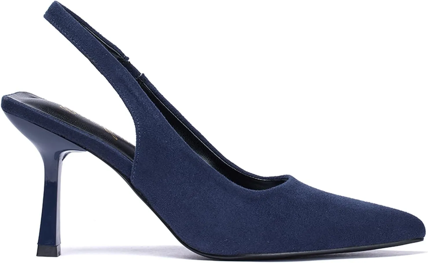 GENSHUO Women's Slingback Kitten Heel Pointed Closed Toe Stiletto Pumps Slip on Elastic Strap Wedding Party Dress Sandals Shoes