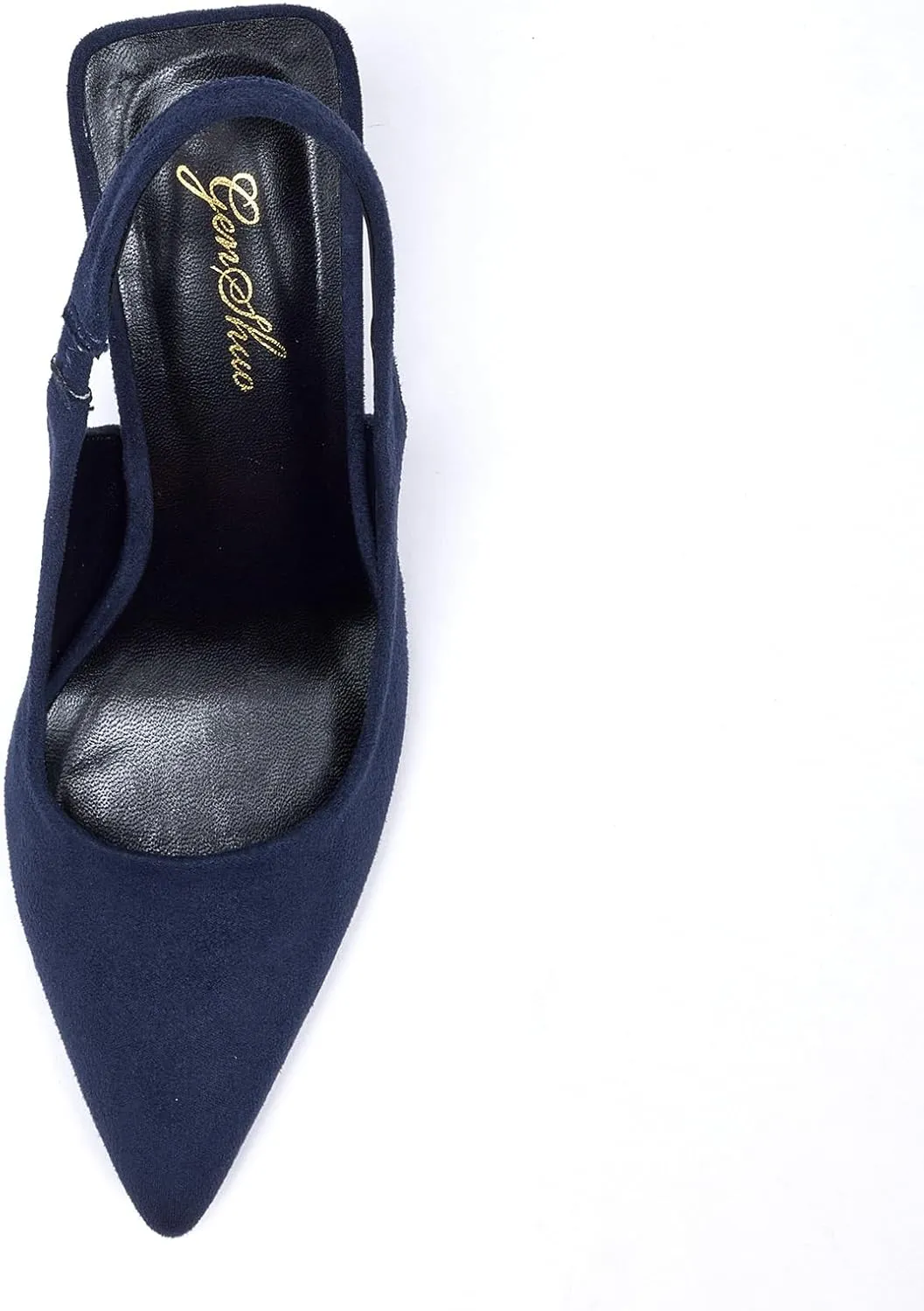 GENSHUO Women's Slingback Kitten Heel Pointed Closed Toe Stiletto Pumps Slip on Elastic Strap Wedding Party Dress Sandals Shoes