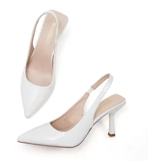 GENSHUO Women's Slingback Kitten Heel Pointed Closed Toe Stiletto Pumps Slip on Elastic Strap Wedding Party Dress Sandals Shoes