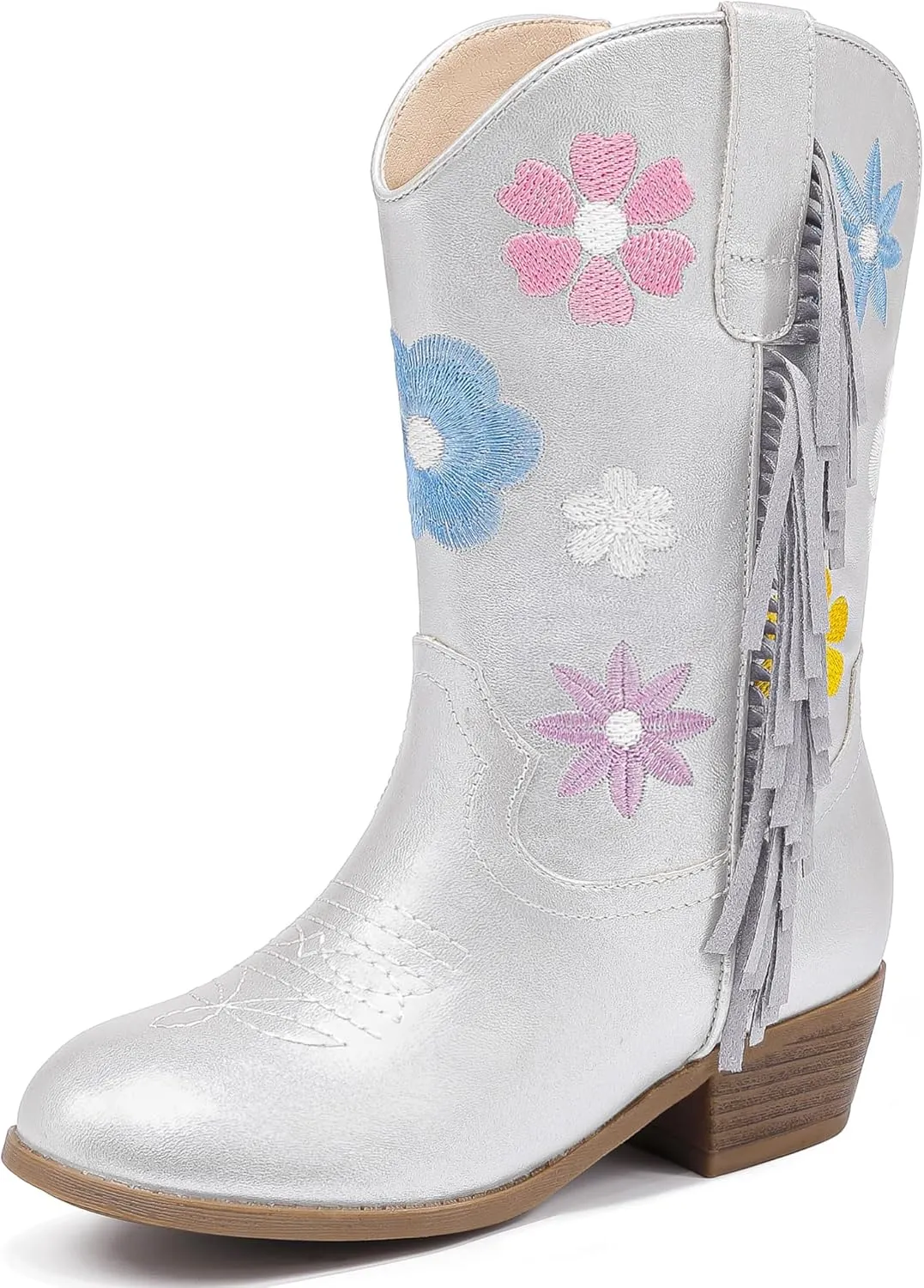 Girls Cowboy Boots Toddler Cowgirl Floral Embroidered Fringe Little Kids Western Boots Girl Riding Boot Birthday Party