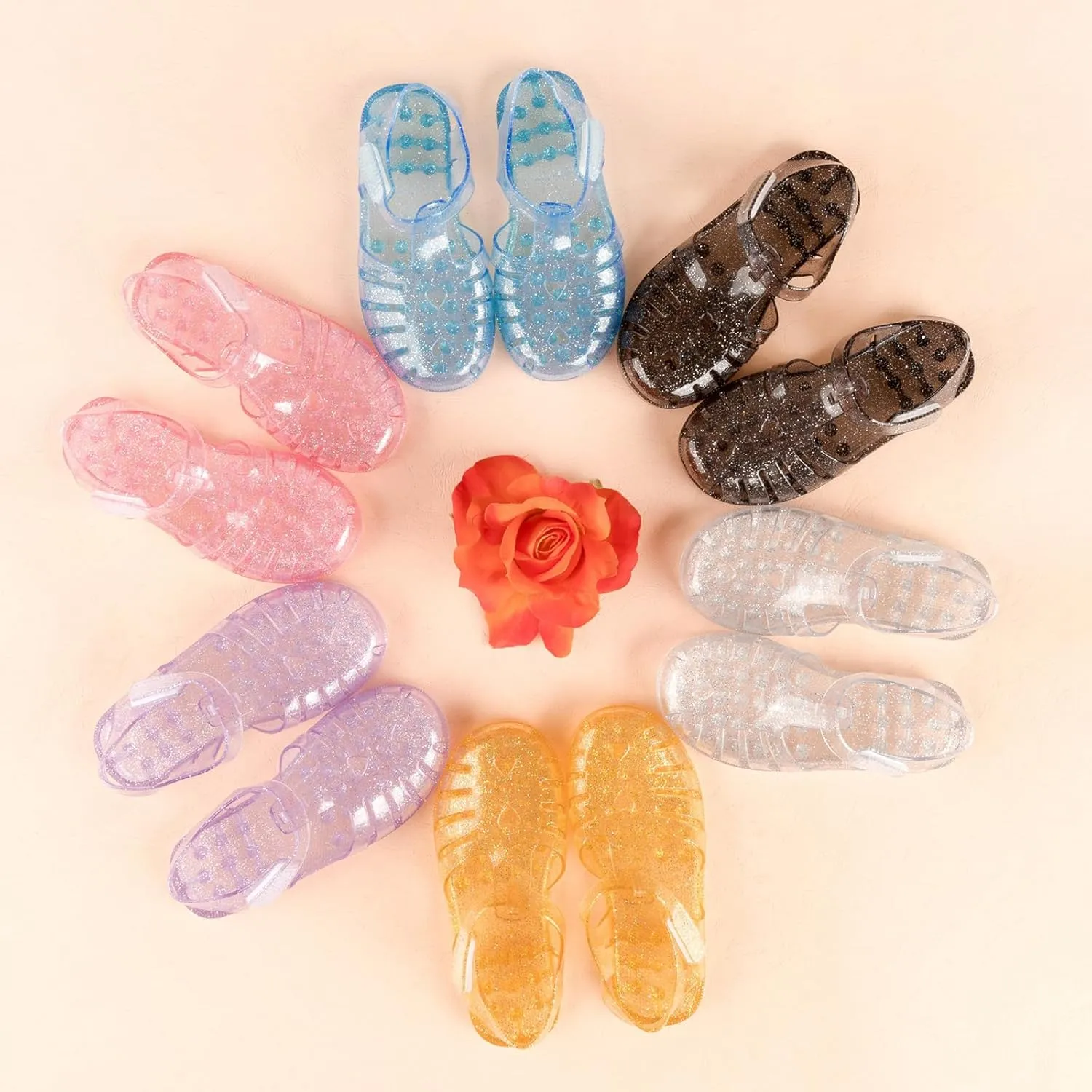 Girls Jelly Sandals Summer Costume Princess Dress Flat Breathable Waterproof Fisherman Gladiator Shoes For Girl Closed Toe Beach Flat-Sandals For Toddler Little Kid Big Kids