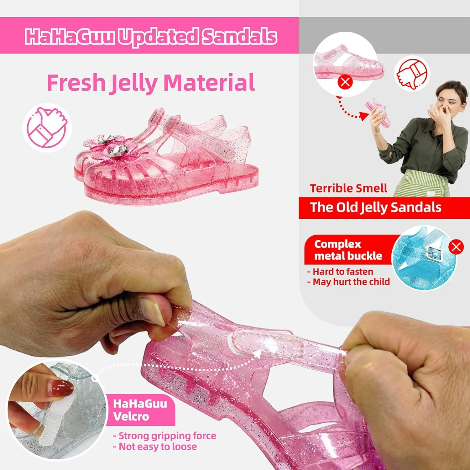 Girls Jelly Sandals Summer Costume Princess Dress Flat Breathable Waterproof Fisherman Gladiator Shoes For Girl Closed Toe Beach Flat-Sandals For Toddler Little Kid Big Kids