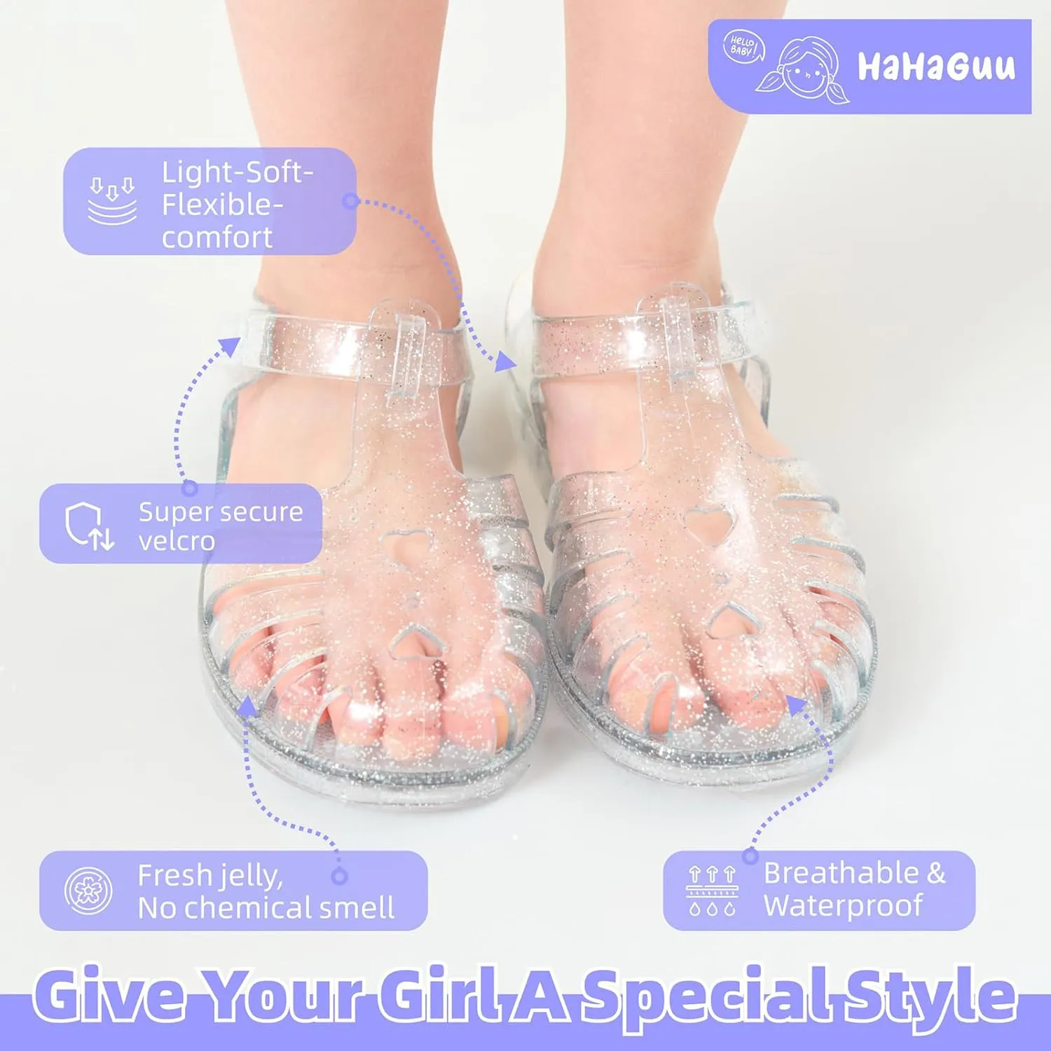 Girls Jelly Sandals Summer Costume Princess Dress Flat Breathable Waterproof Fisherman Gladiator Shoes For Girl Closed Toe Beach Flat-Sandals For Toddler Little Kid Big Kids