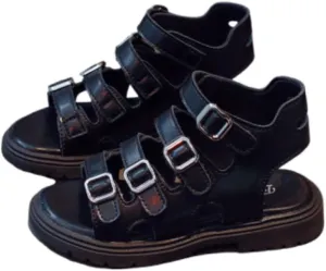 Girls Kids Gl𝐚diator Sandals Rubber Sole Non Slip Summer Shoes 4 Buckle Outdoor Water Ankle Shoes Baby Boys Sandals