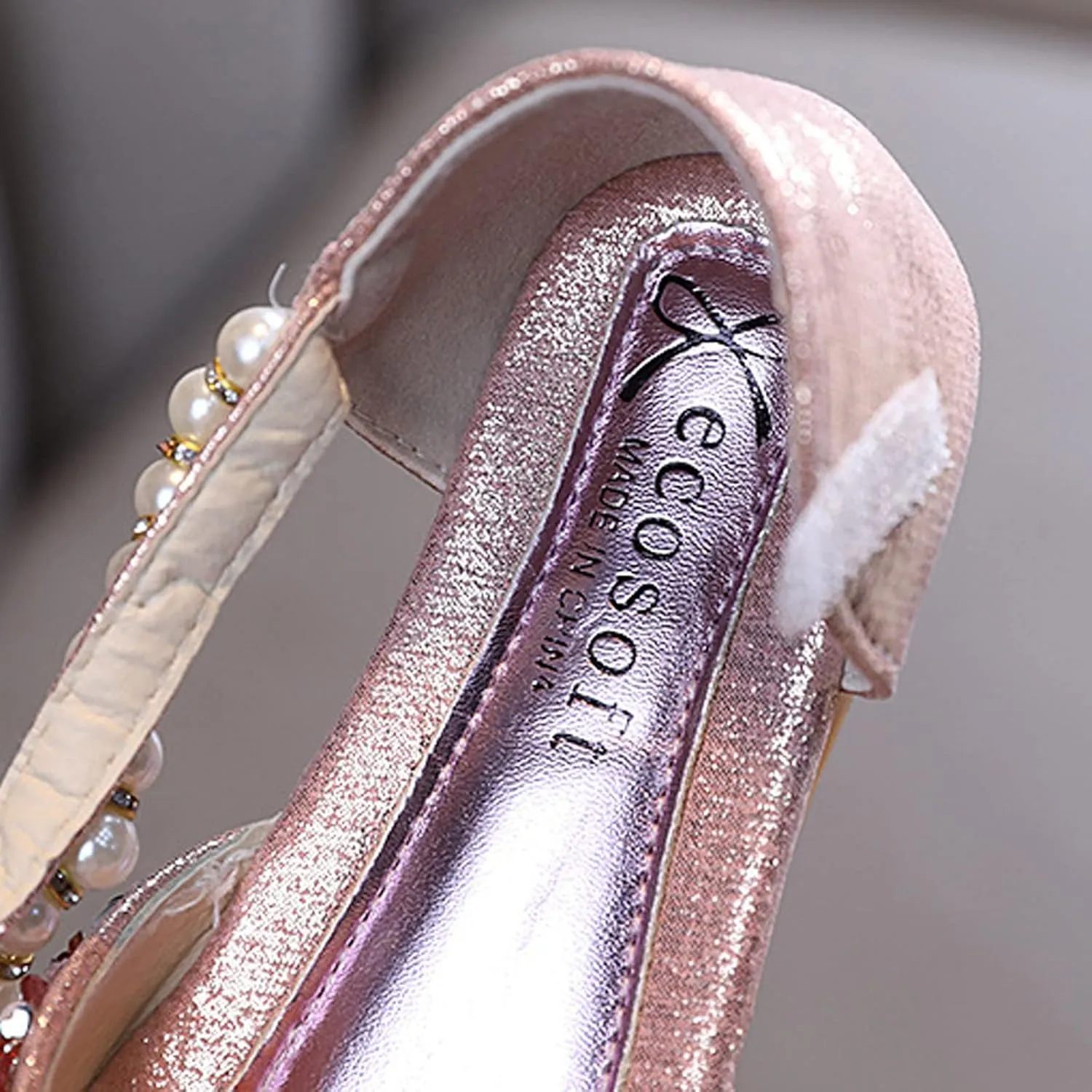 Girls Kids Gold Sequins Sandals Cap Toe Ankle Beaded Glitter Wedding Shoes Baby Princess Birthday Summer Dress Sandals