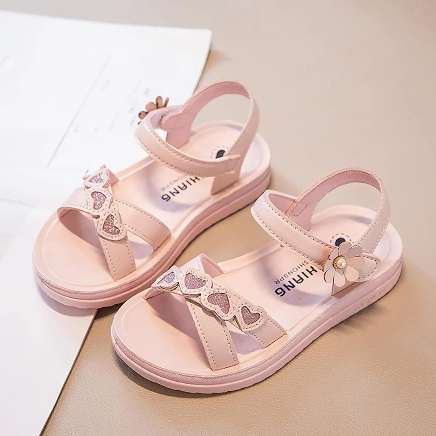 Girls Kids Leather Soft Sandals Strap Flat Non Slip Foam Wide Flower Shoes Baby Childrens Summer Outdoor Water Shoes