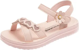Girls Kids Leather Soft Sandals Strap Flat Non Slip Foam Wide Flower Shoes Baby Childrens Summer Outdoor Water Shoes