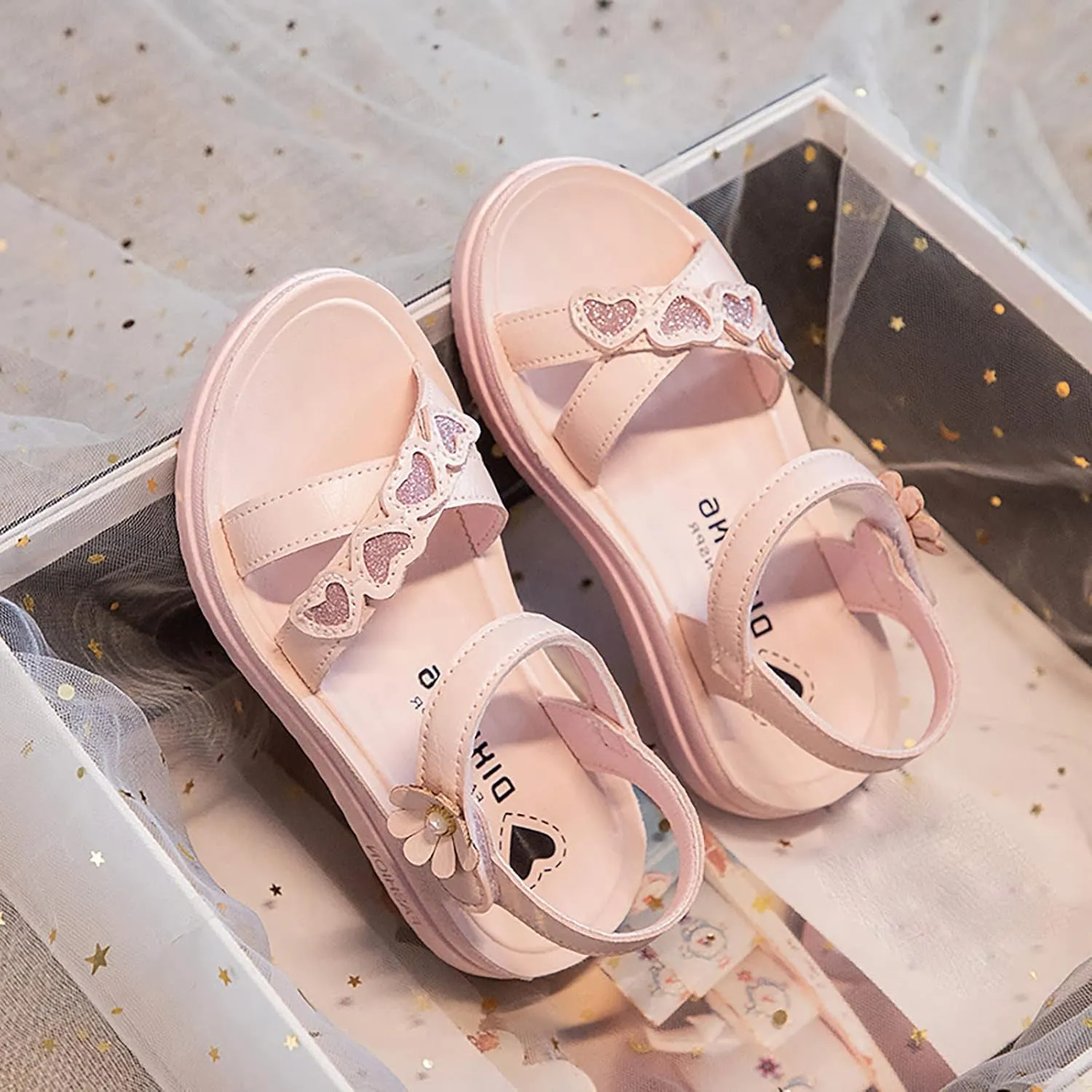 Girls Kids Leather Soft Sandals Strap Flat Non Slip Foam Wide Flower Shoes Baby Childrens Summer Outdoor Water Shoes