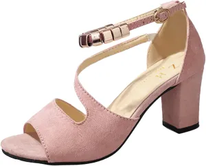 Gold Summer Sandals Women's Sandals Leather Fashion High-Heeled With Glittering Heeled Sandals for Women Closed Toe