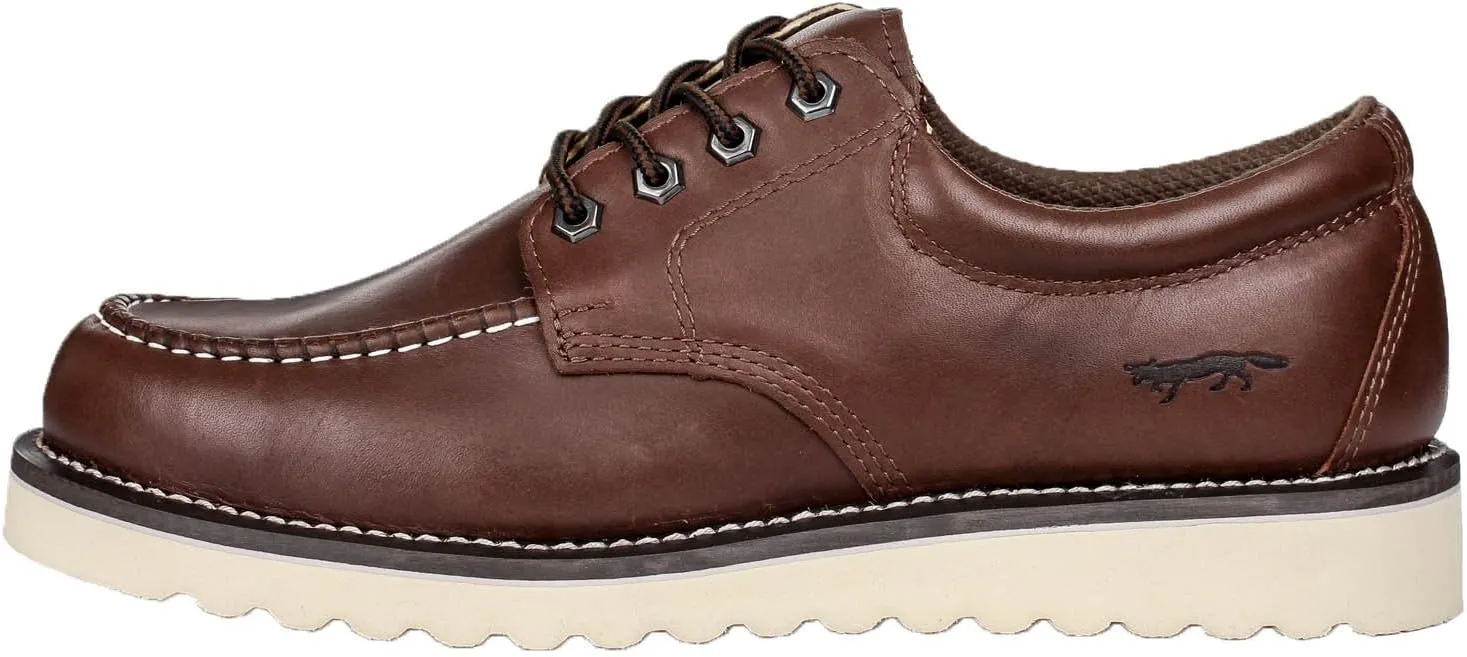 Golden Fox Work Shoe 4" Moc Toe Leather Men's Oxford for Construction & Casual
