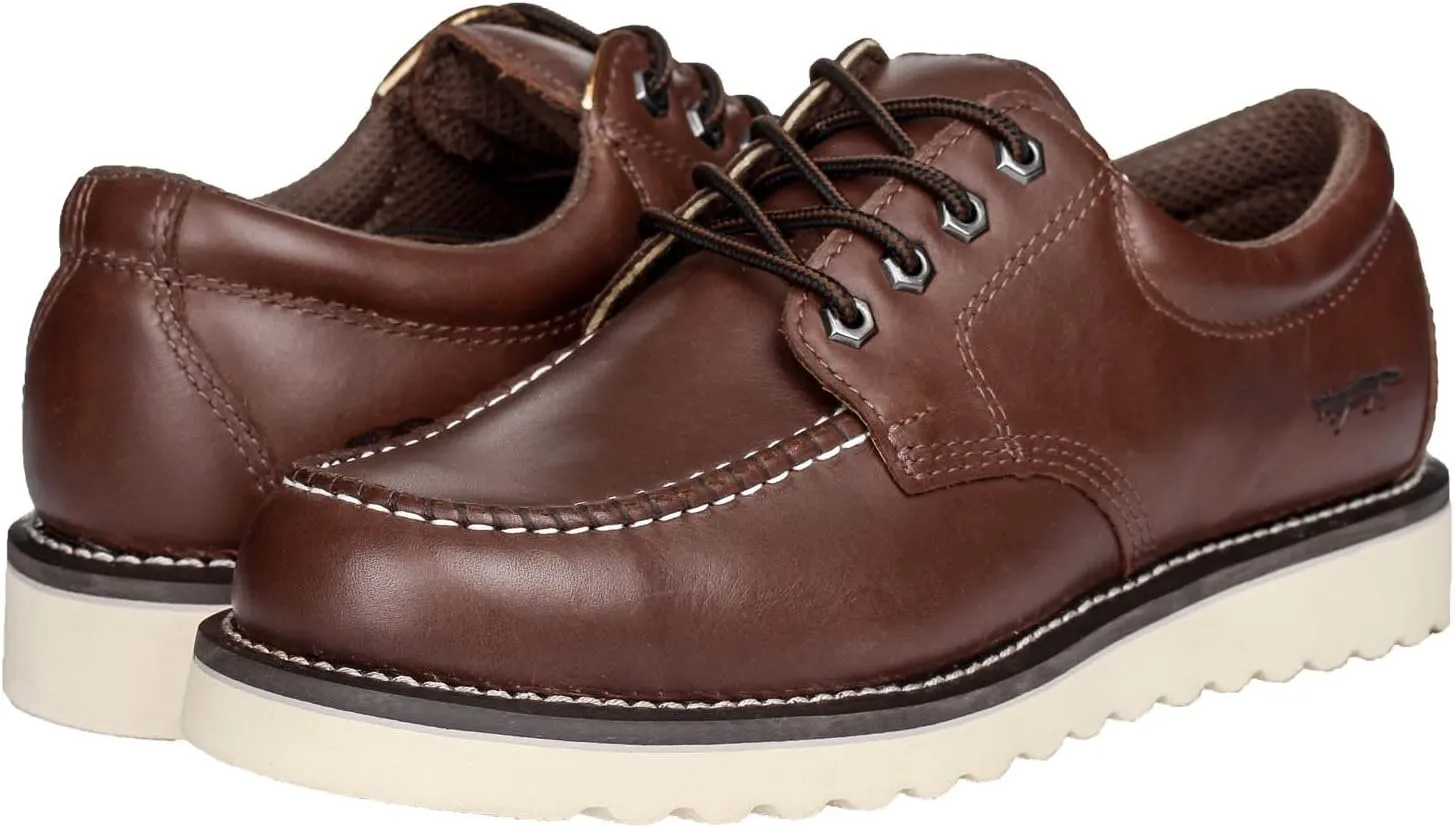 Golden Fox Work Shoe 4" Moc Toe Leather Men's Oxford for Construction & Casual