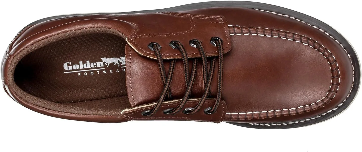 Golden Fox Work Shoe 4" Moc Toe Leather Men's Oxford for Construction & Casual