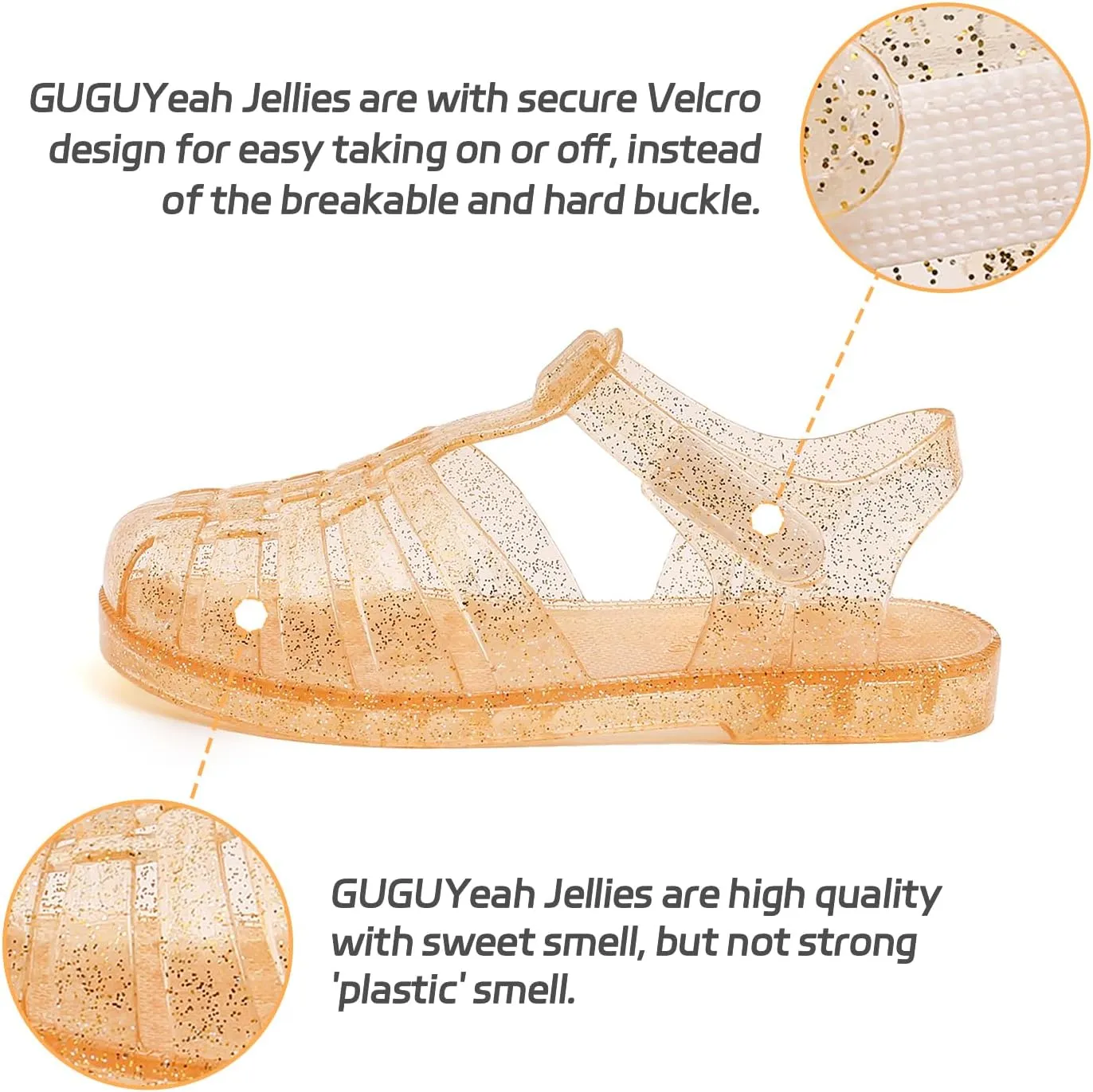 GUGUYeah Jelly Sandals for Girls,Closed Toe Princess Costume Summer Dress Shoes Fisherman Gladiator Water Beach Flat Sandals for Toddler/Little Kid/Big Kid