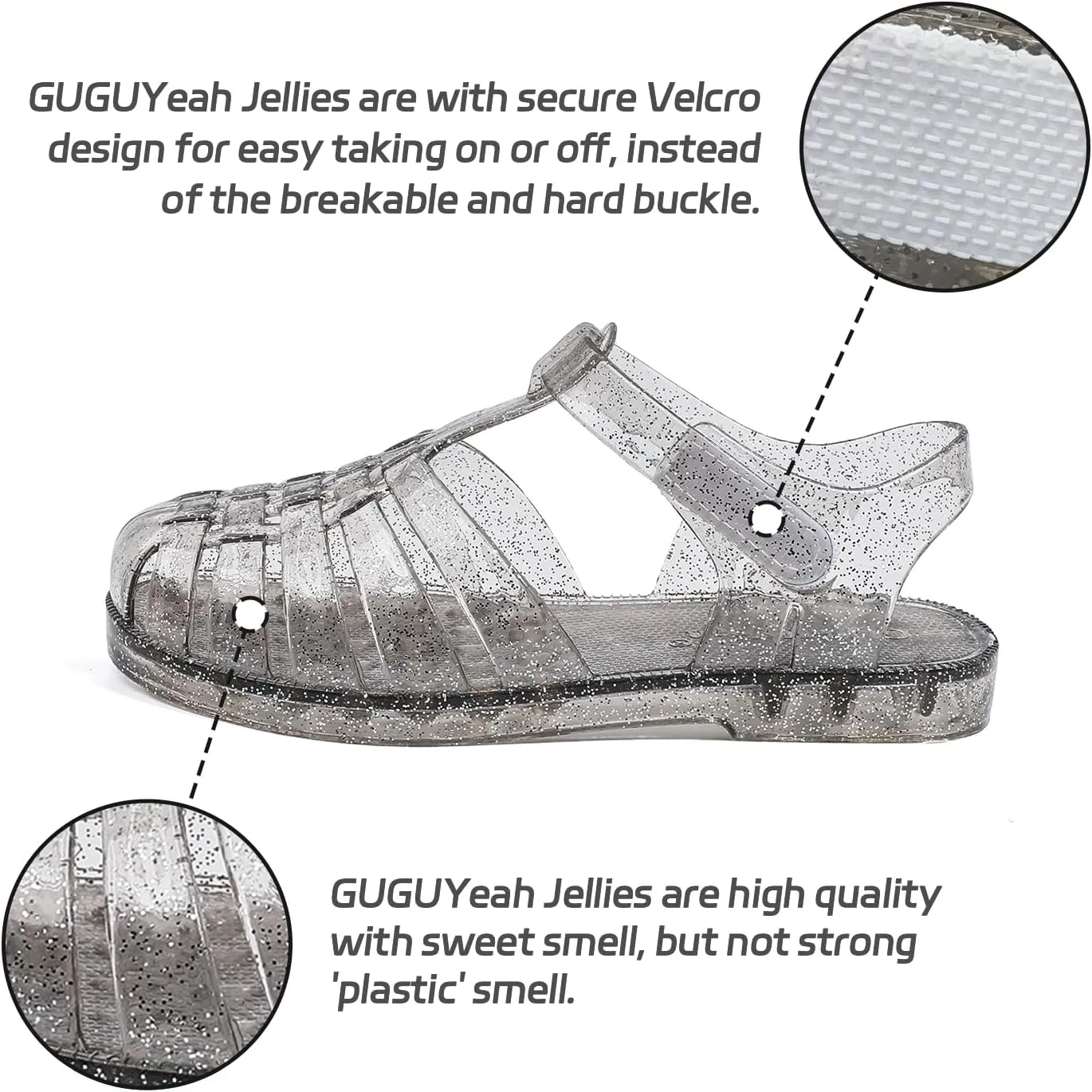 GUGUYeah Jelly Sandals for Girls,Closed Toe Princess Costume Summer Dress Shoes Fisherman Gladiator Water Beach Flat Sandals for Toddler/Little Kid/Big Kid