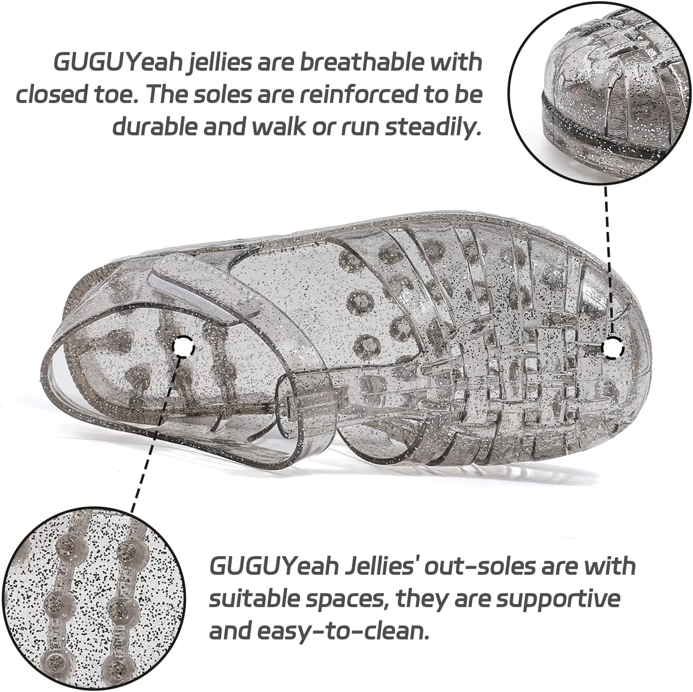 GUGUYeah Jelly Sandals for Girls,Closed Toe Princess Costume Summer Dress Shoes Fisherman Gladiator Water Beach Flat Sandals for Toddler/Little Kid/Big Kid