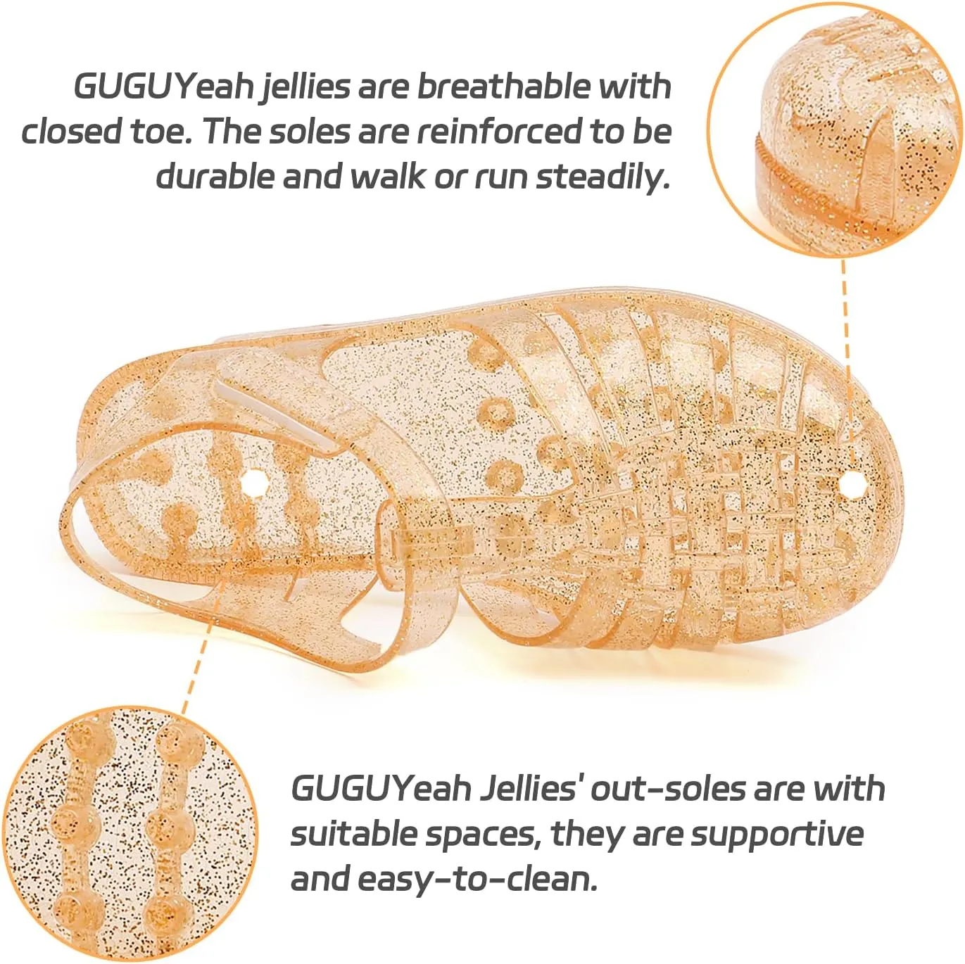 GUGUYeah Jelly Sandals for Girls,Closed Toe Princess Costume Summer Dress Shoes Fisherman Gladiator Water Beach Flat Sandals for Toddler/Little Kid/Big Kid
