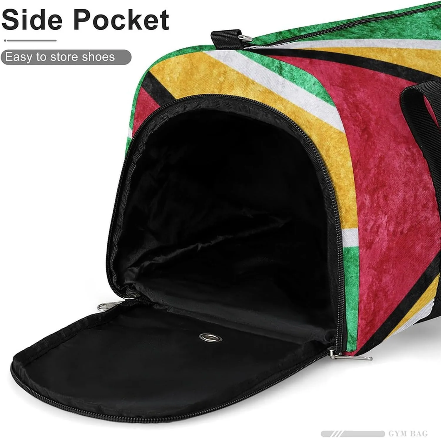 Guyana Flag Textured Duffel Bag with Shoe Compartment and Wet Pocket Gym Weekender