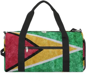 Guyana Flag Textured Duffel Bag with Shoe Compartment and Wet Pocket Gym Weekender