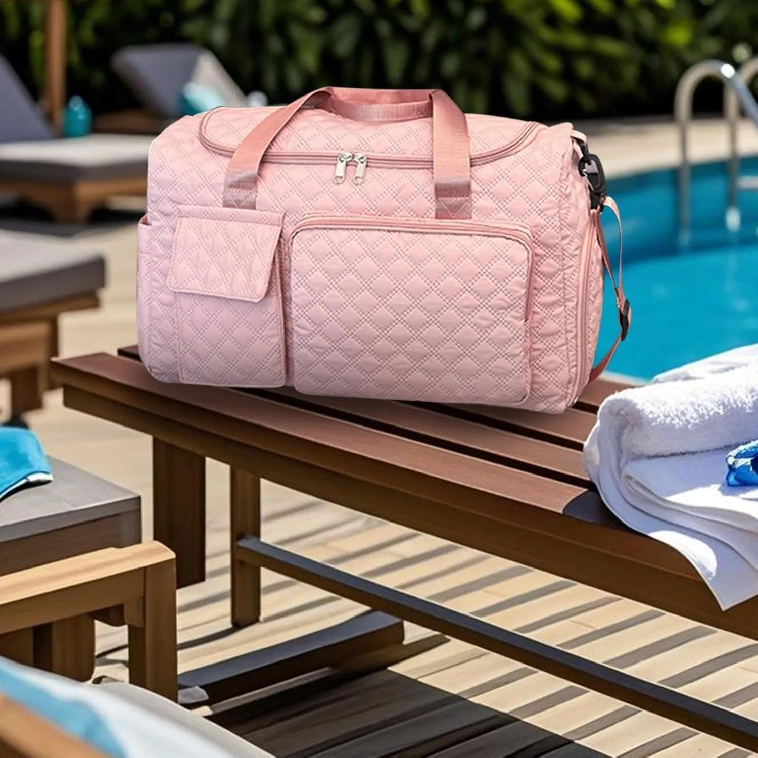 Gym Bag with Shoe Compartment | Duffle Bag for Travel with Widened Shoulder Strap,Luggage Accessories, Large Capacity Duffels with Wet and Dry Separation for Towels, Clothes, Pink, Refer to