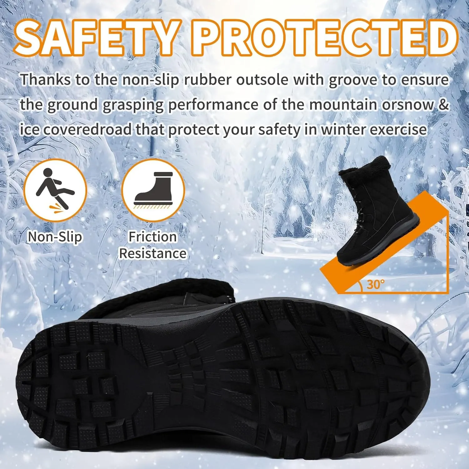 Hanani Womens Snow Boots Warm Fur Lined Winter Boots Anti Slip Ankle Boots Mid Calf Snowboots Waterproof and Cold-Resistant Outdoor Walking Shoes for Women