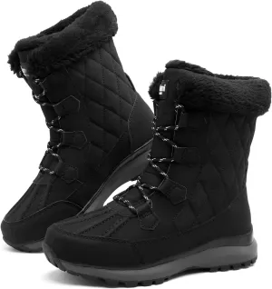 Hanani Womens Snow Boots Warm Fur Lined Winter Boots Anti Slip Ankle Boots Mid Calf Snowboots Waterproof and Cold-Resistant Outdoor Walking Shoes for Women