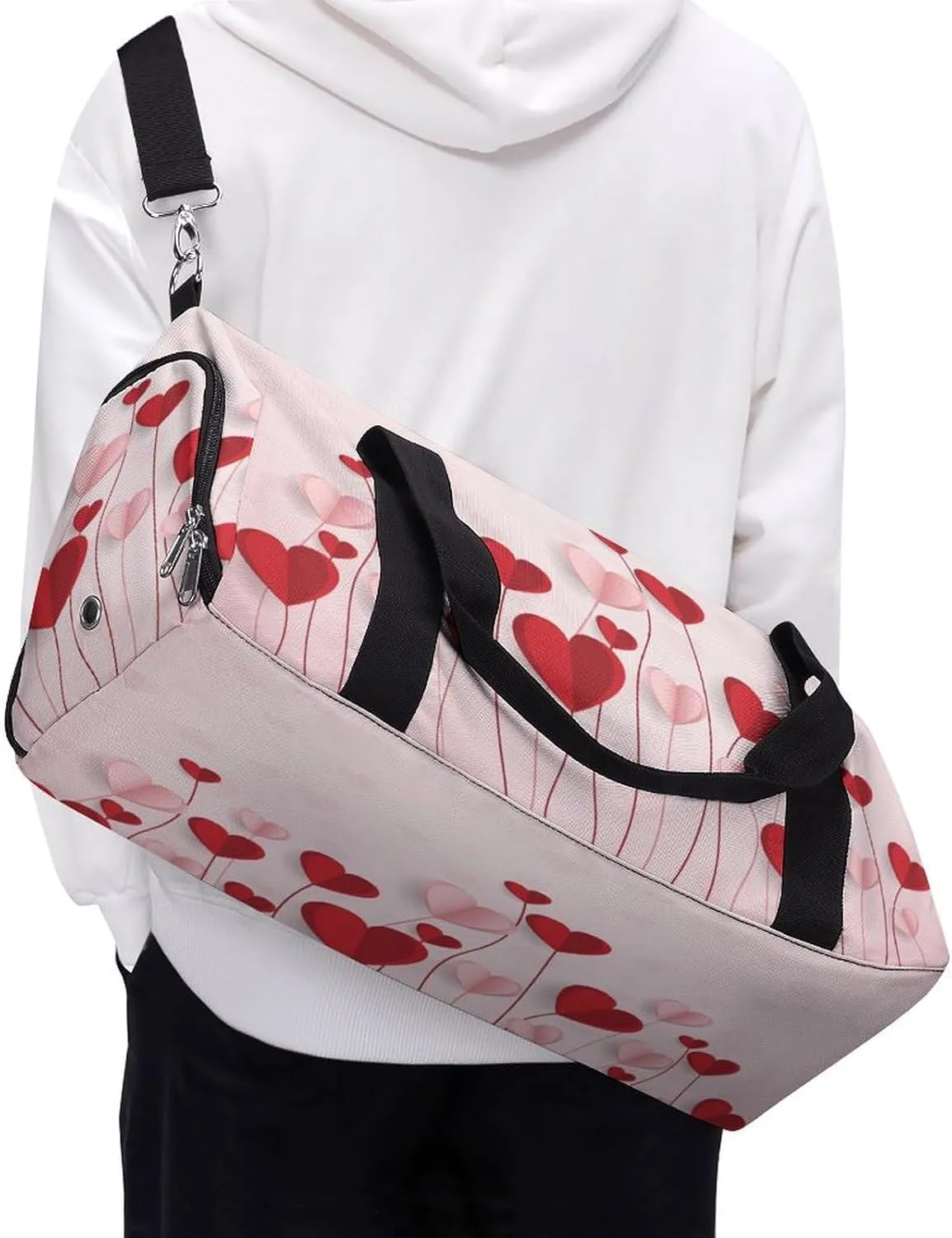 Happy Valentine Day Duffel Bag for Men Women with Shoe Compartment Waterproof Gym Travel