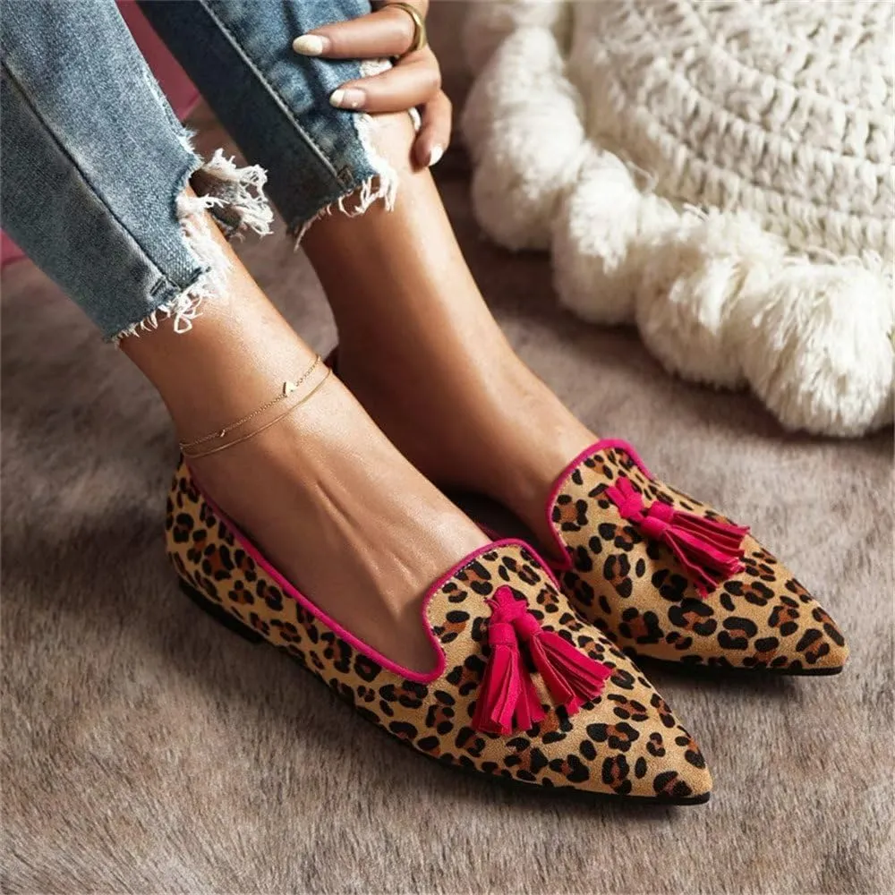 Hee grand Women's Tassel Slip on Loafer Flat Casual Pointed Toe Faux Suede Flat Shoes Comfort Ballerina Flats Women Dressy