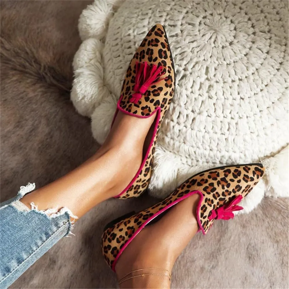 Hee grand Women's Tassel Slip on Loafer Flat Casual Pointed Toe Faux Suede Flat Shoes Comfort Ballerina Flats Women Dressy