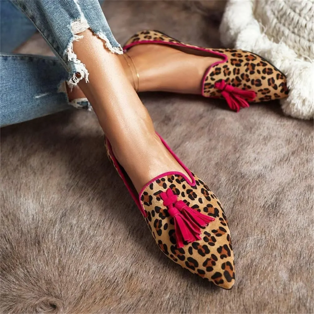 Hee grand Women's Tassel Slip on Loafer Flat Casual Pointed Toe Faux Suede Flat Shoes Comfort Ballerina Flats Women Dressy