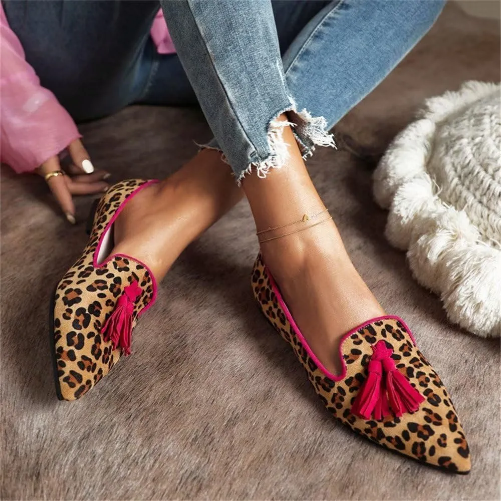Hee grand Women's Tassel Slip on Loafer Flat Casual Pointed Toe Faux Suede Flat Shoes Comfort Ballerina Flats Women Dressy