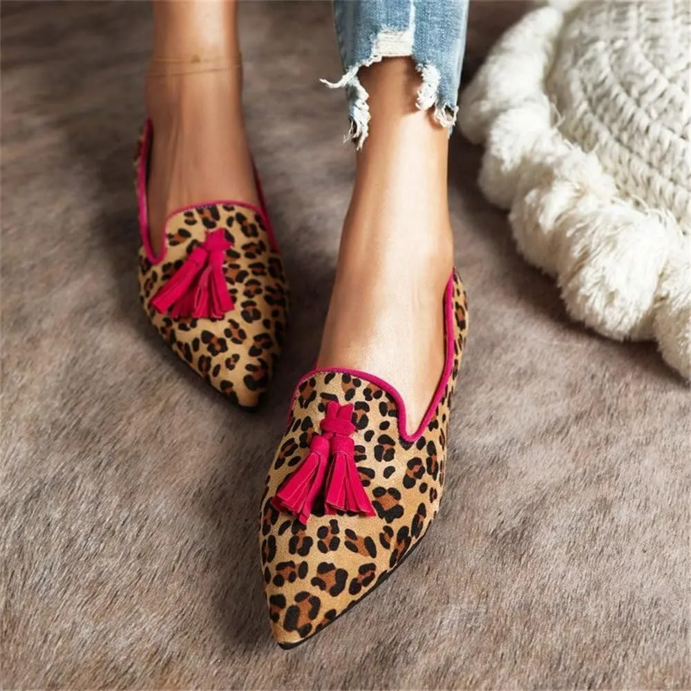 Hee grand Women's Tassel Slip on Loafer Flat Casual Pointed Toe Faux Suede Flat Shoes Comfort Ballerina Flats Women Dressy
