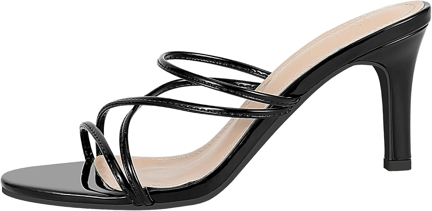 Heels Charm Women's Stiletto Heeled Sandals 3.27 Inches Open Toe Slip On High Heel Sandal Dress Dancing Sandals Daily Work Usual Party Wedding Shoes