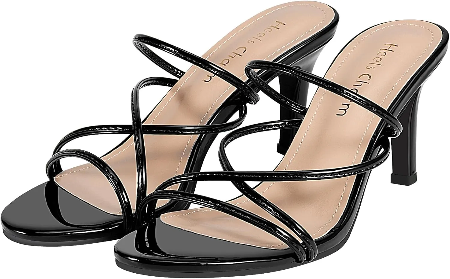 Heels Charm Women's Stiletto Heeled Sandals 3.27 Inches Open Toe Slip On High Heel Sandal Dress Dancing Sandals Daily Work Usual Party Wedding Shoes