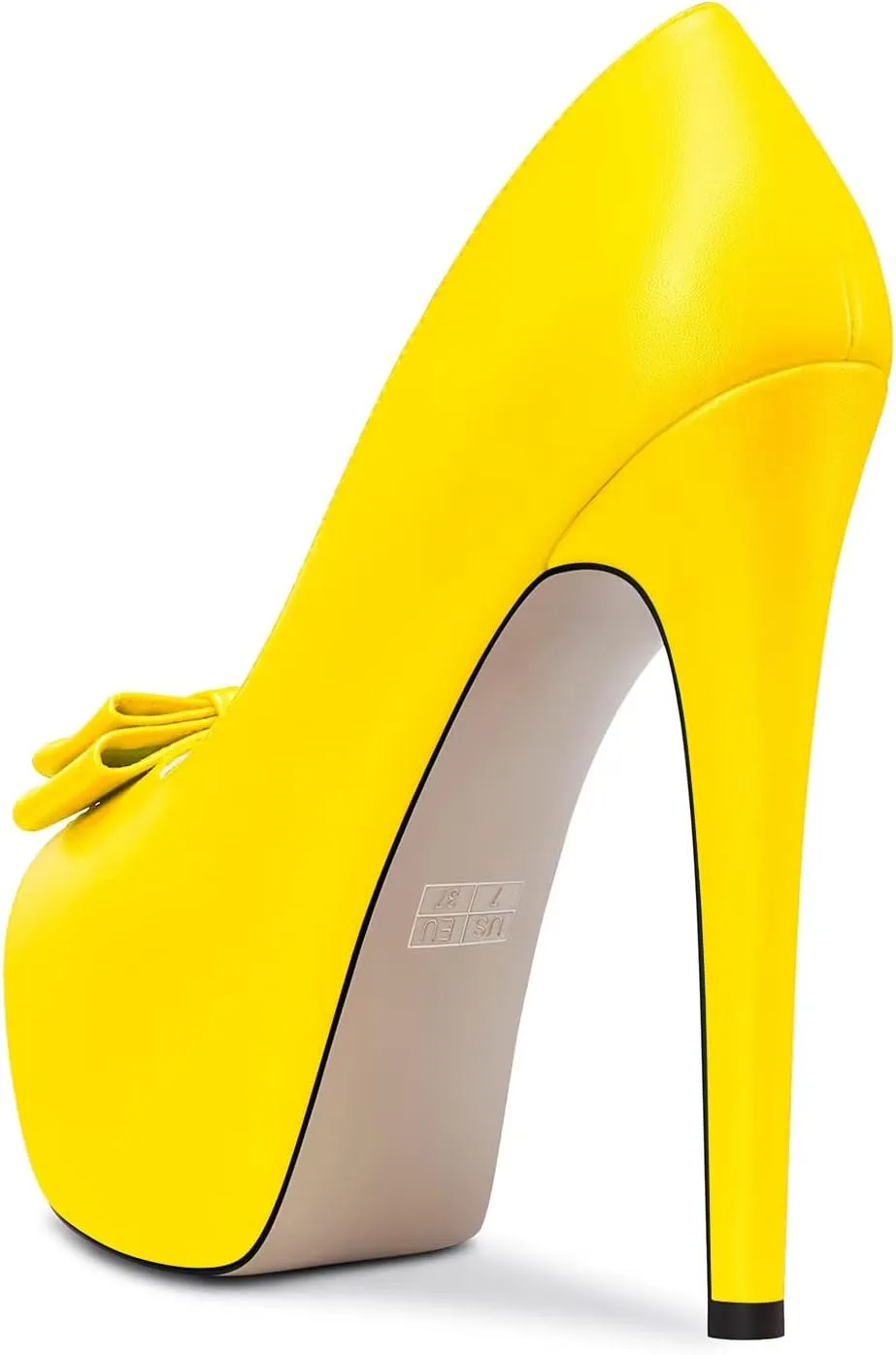 HEUIVZAR Women Platform Stiletto High Heel Peep Open Toe Pumps Slip-on Bow-Knot Wedding Party Dress 5.9 Inches Heels