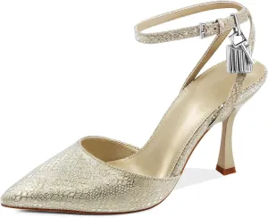 High Heels for Women Closed Pointed Toe Slingback Pumps Ankle Strap Sexy Stiletto Heel Party Wedding Dress Shoes