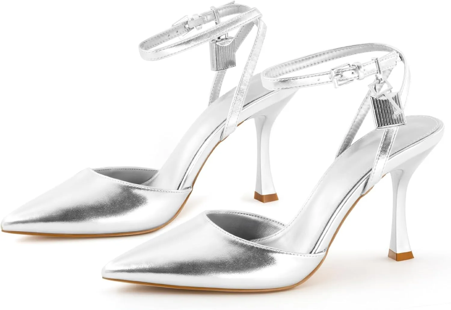 High Heels for Women Closed Pointed Toe Slingback Pumps Ankle Strap Sexy Stiletto Heel Party Wedding Dress Shoes