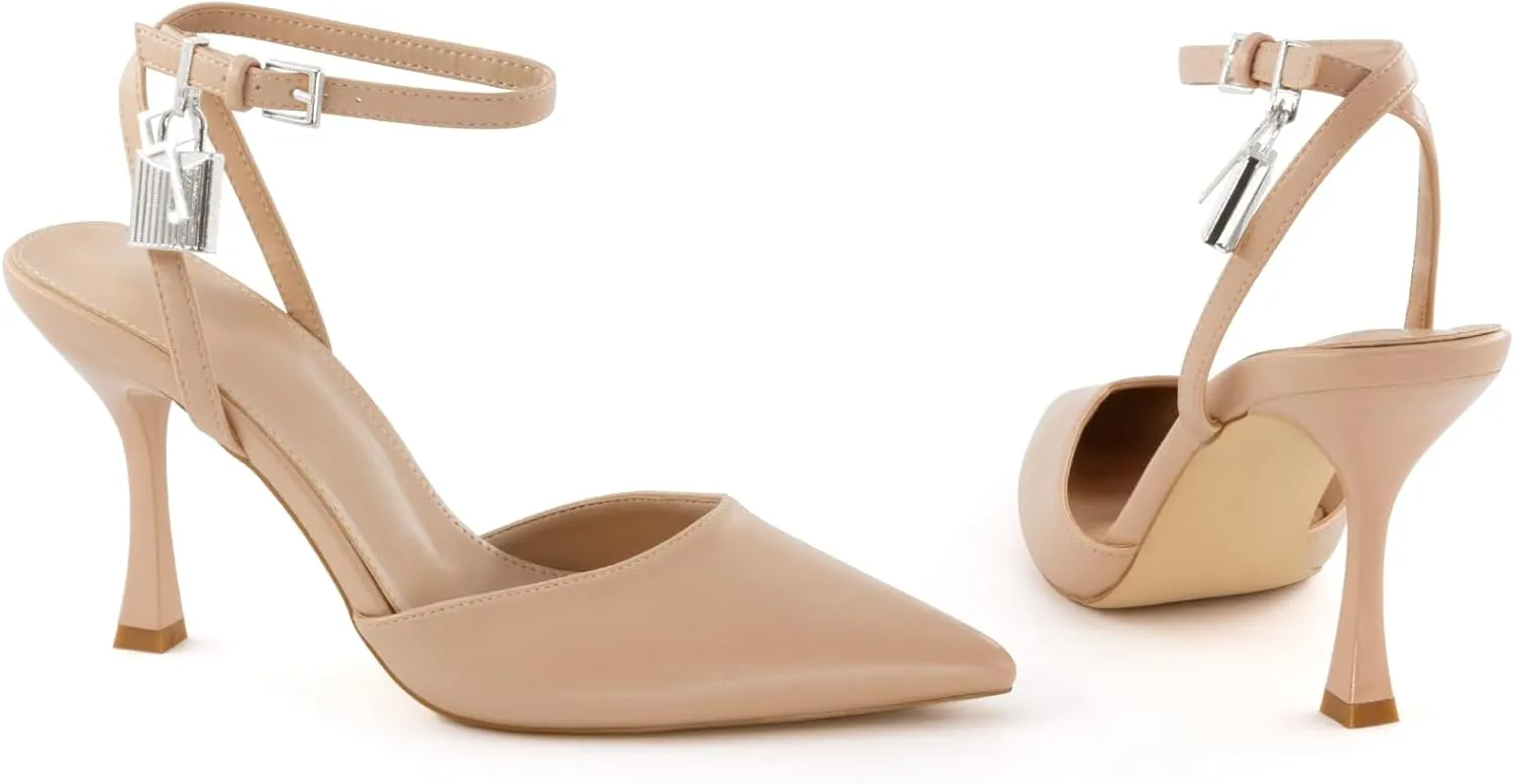 High Heels for Women Closed Pointed Toe Slingback Pumps Ankle Strap Sexy Stiletto Heel Party Wedding Dress Shoes