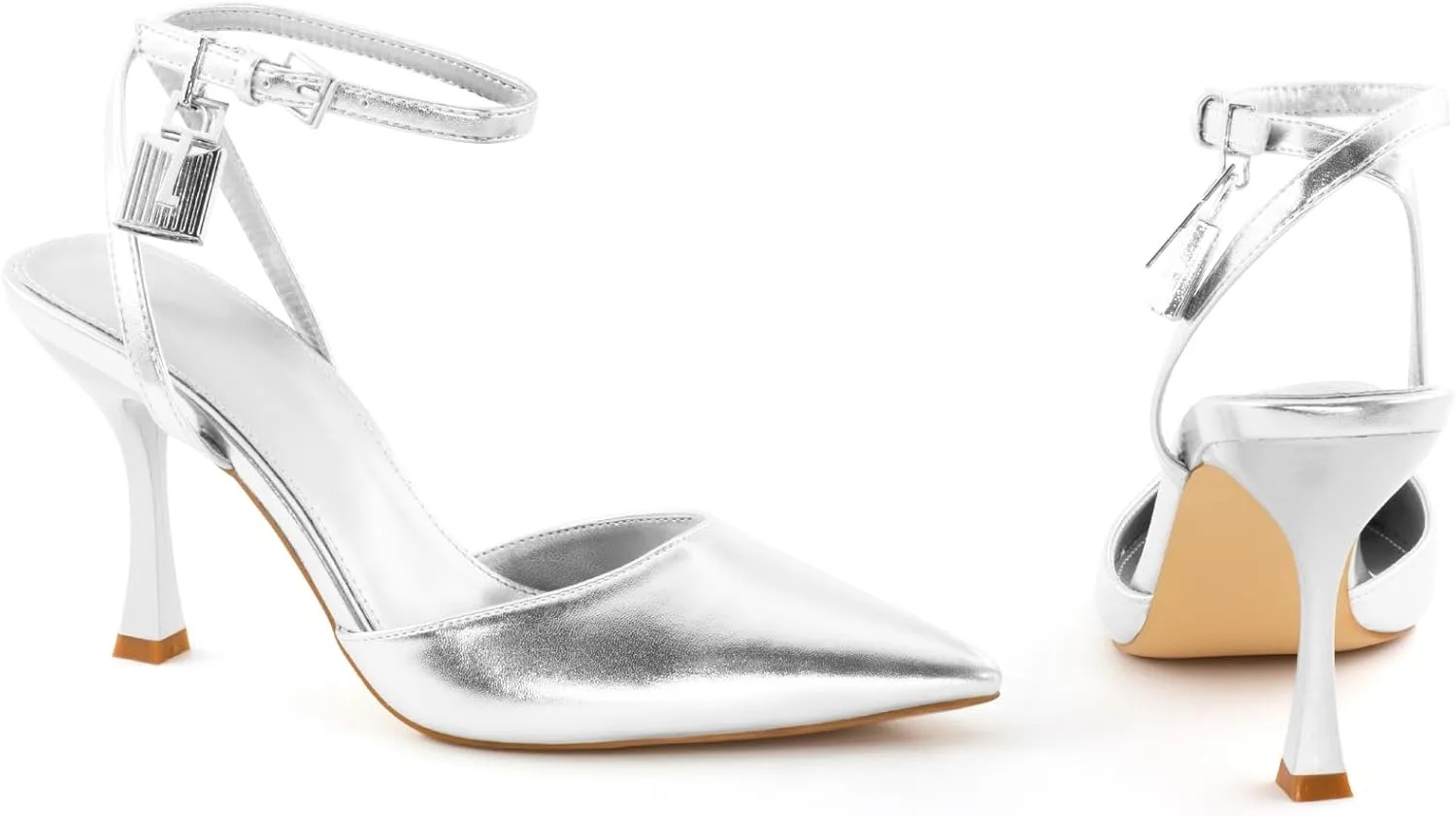 High Heels for Women Closed Pointed Toe Slingback Pumps Ankle Strap Sexy Stiletto Heel Party Wedding Dress Shoes