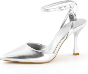High Heels for Women Closed Pointed Toe Slingback Pumps Ankle Strap Sexy Stiletto Heel Party Wedding Dress Shoes