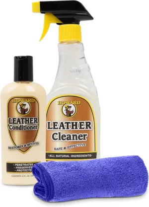 Howard Leather Cleaner and Leather Conditioner Kit. Car Leather Cleaner, Furniture, Couch, Shoe, Jackets, Leather Protector Spray Repair Polish