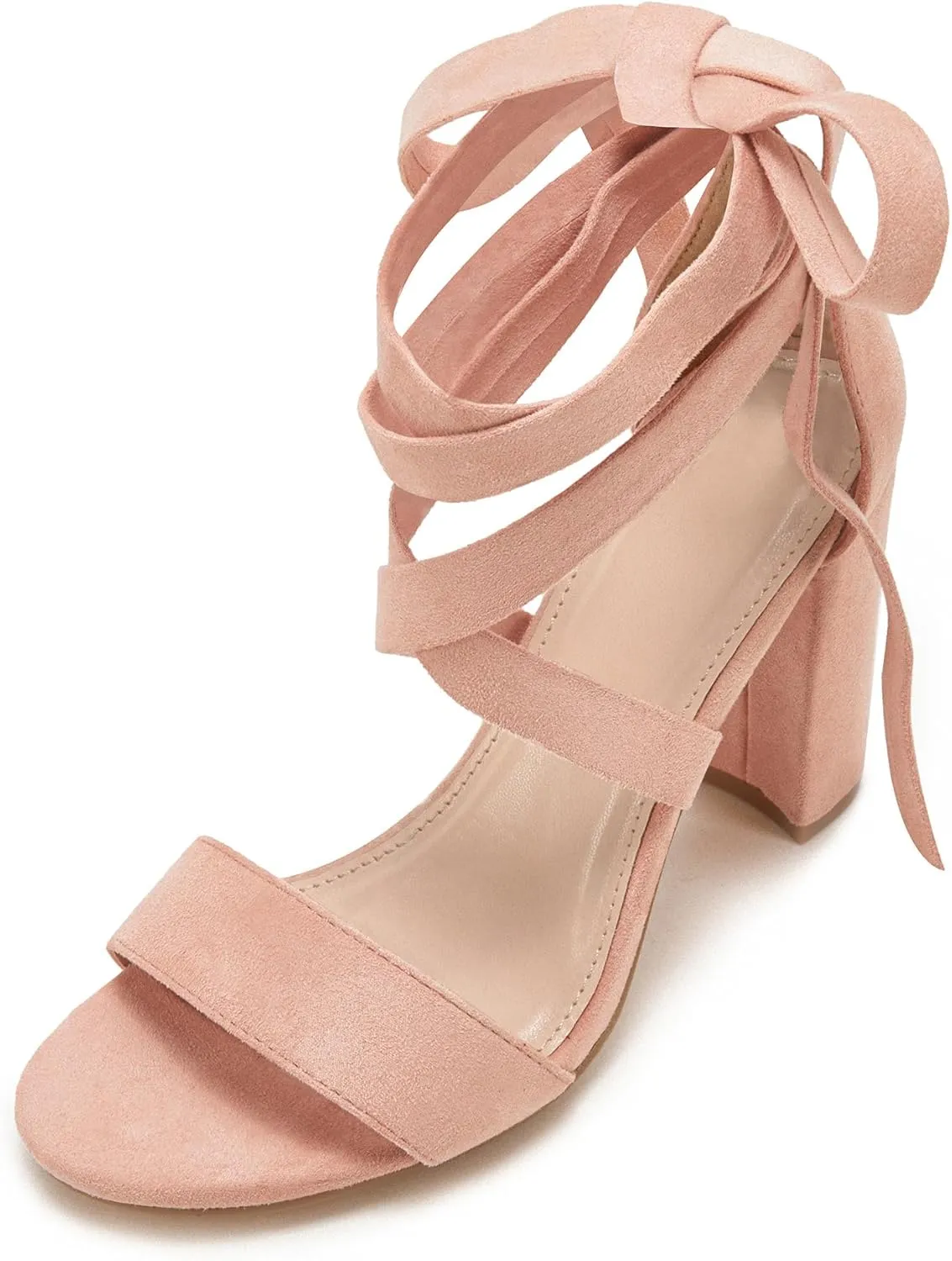 Huiyuzhi Womens Strappy Heels Lace up High Heeled Sandals Chunky Block Ankle Tie Pumps Dress Party Shoes
