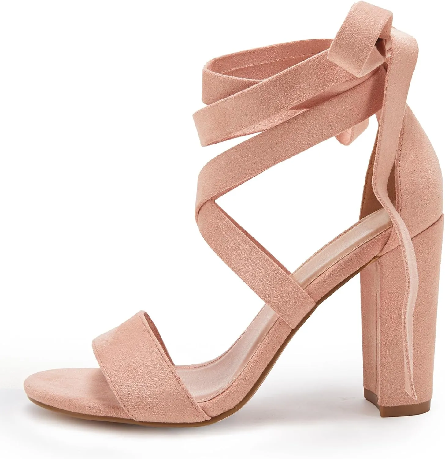 Huiyuzhi Womens Strappy Heels Lace up High Heeled Sandals Chunky Block Ankle Tie Pumps Dress Party Shoes