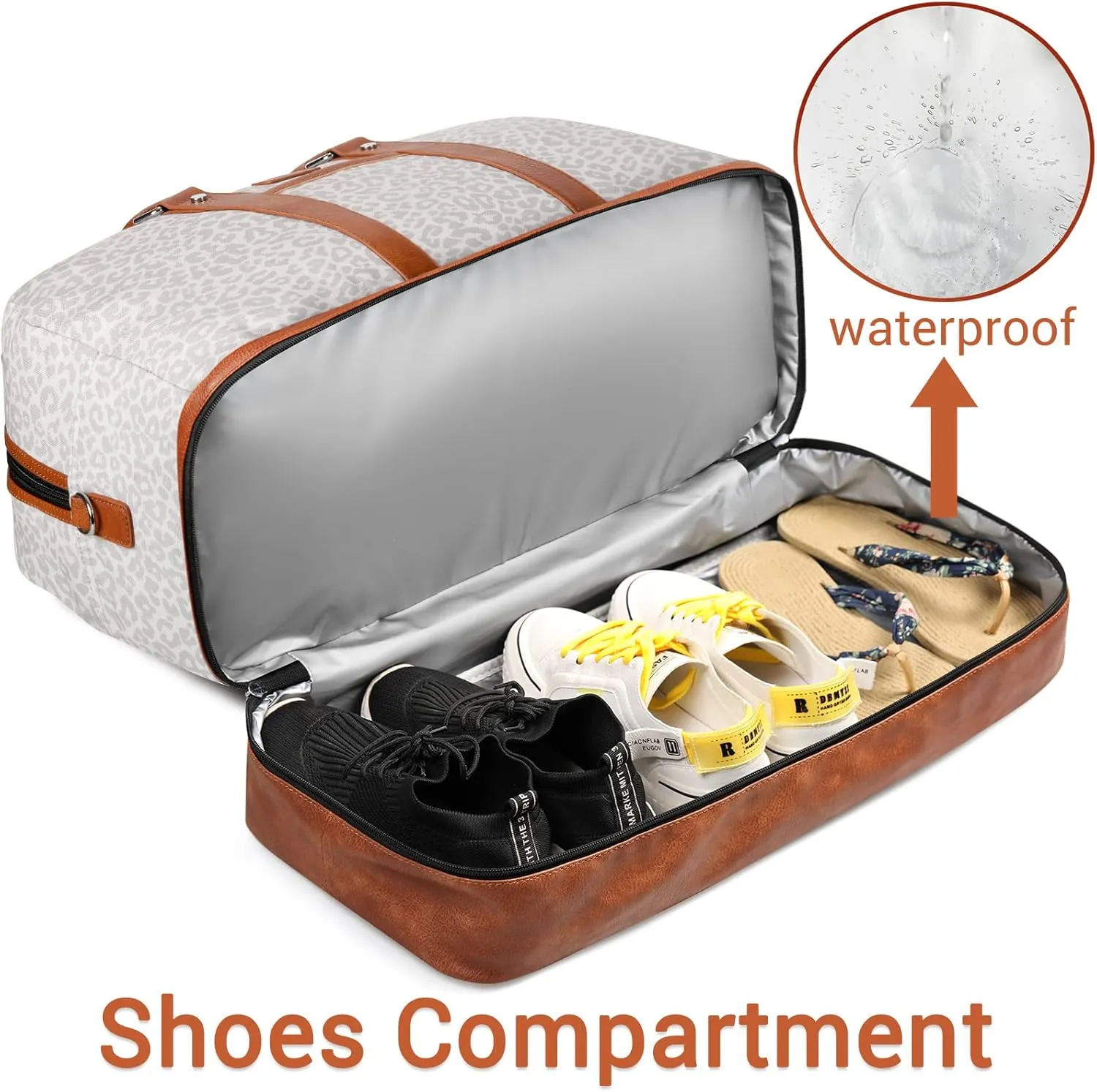 IBFUN Weekender Bags for Women, Large Overnight Bag Canvas Travel Duffel Bag Carry On Tote with Shoe Compartment 21" 3Pcs Set