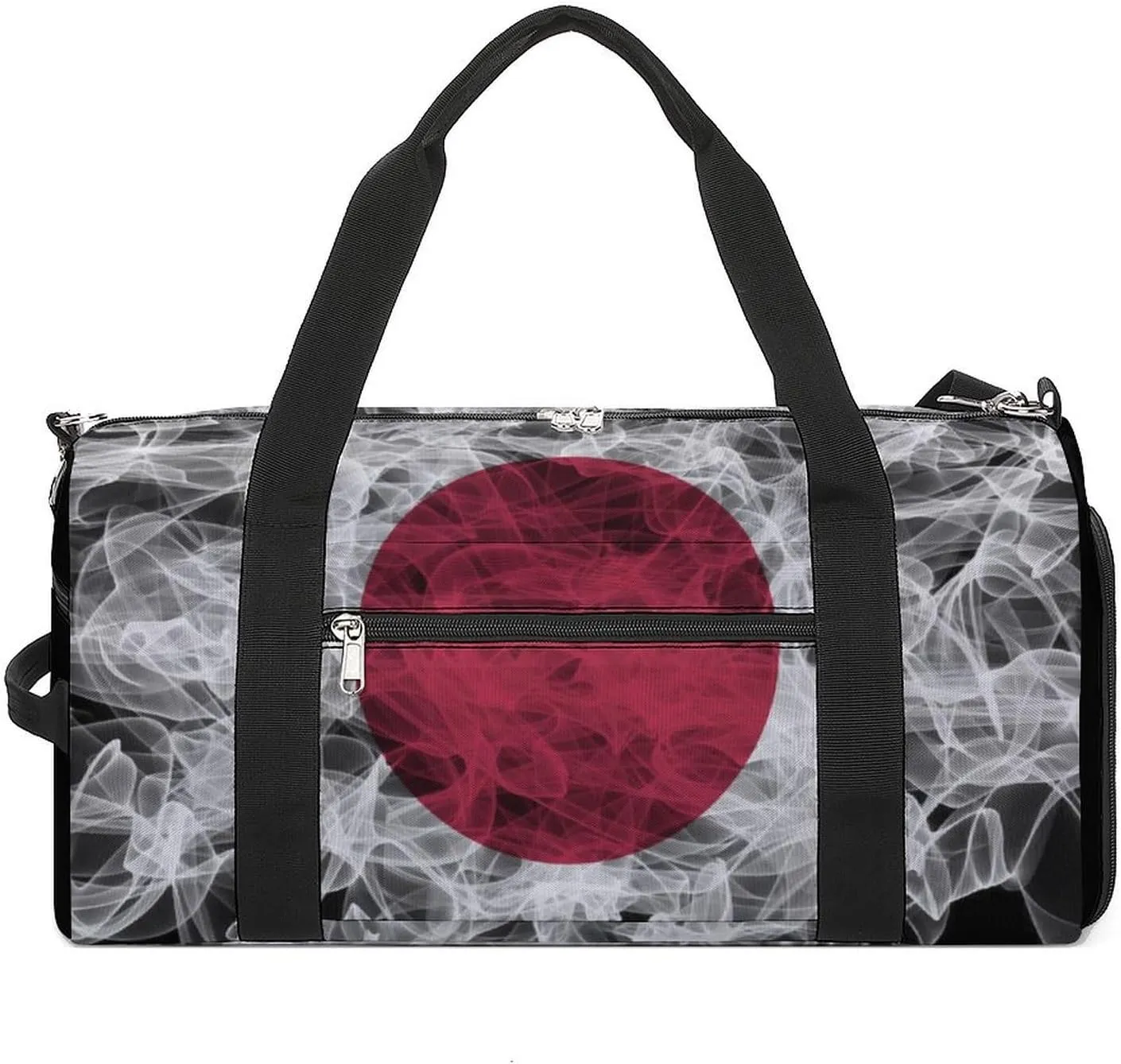 Japan Flag Smoke Style Travel Duffel Bag with Shoe Compartment for Gym Yoga Beach Weekender