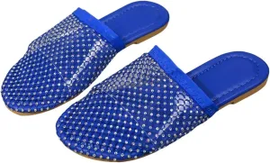 Jelly Mules for Women, Closed Toe Hollow Mesh Clear Slides Fishnet Flat Sandals Summer Beach Slip On Jellies Slippers