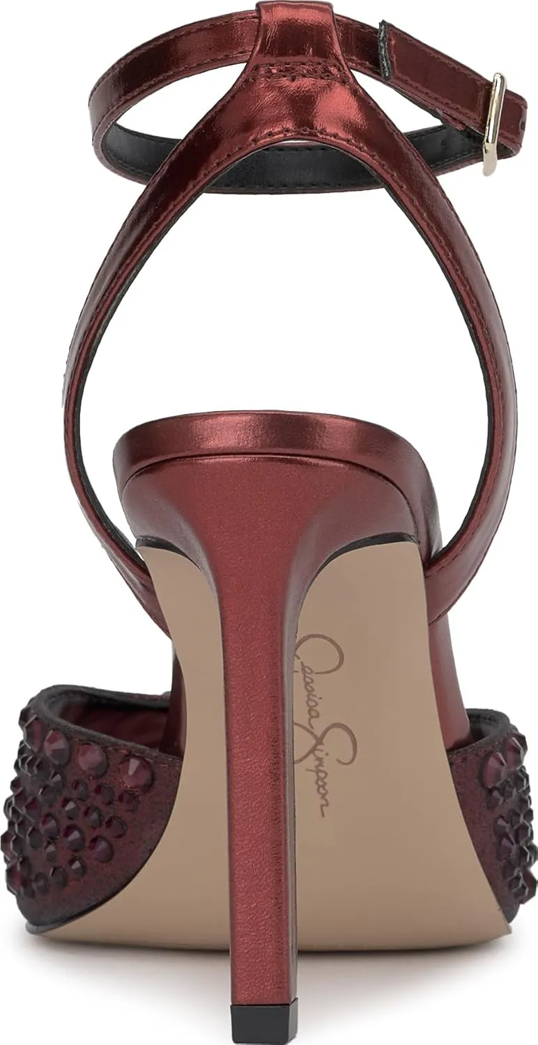 Jessica Simpson Womens Lendall Square Open Toe Ankle Strap Pumps