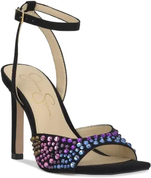 Jessica Simpson Womens Lendall Square Open Toe Ankle Strap Pumps