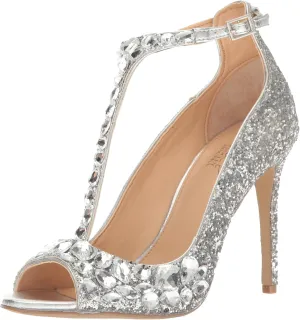 Jewel Badgley Mischka Conroy Metallic Glitter Evening Shoe