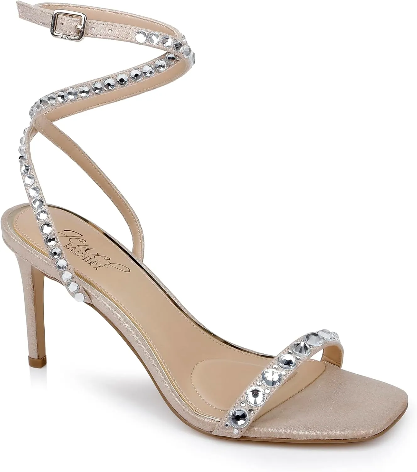 Jewel Badgley Mischka Hosana Sexy Stiletto with Gemstone-Studded Wraparound Strap